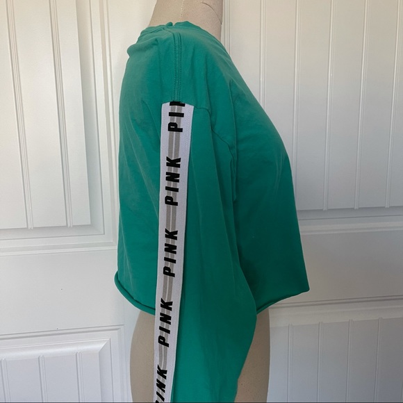 PINK Victoria's Secret Teal Long Sleeve Crop Tee - Picture 3 of 6